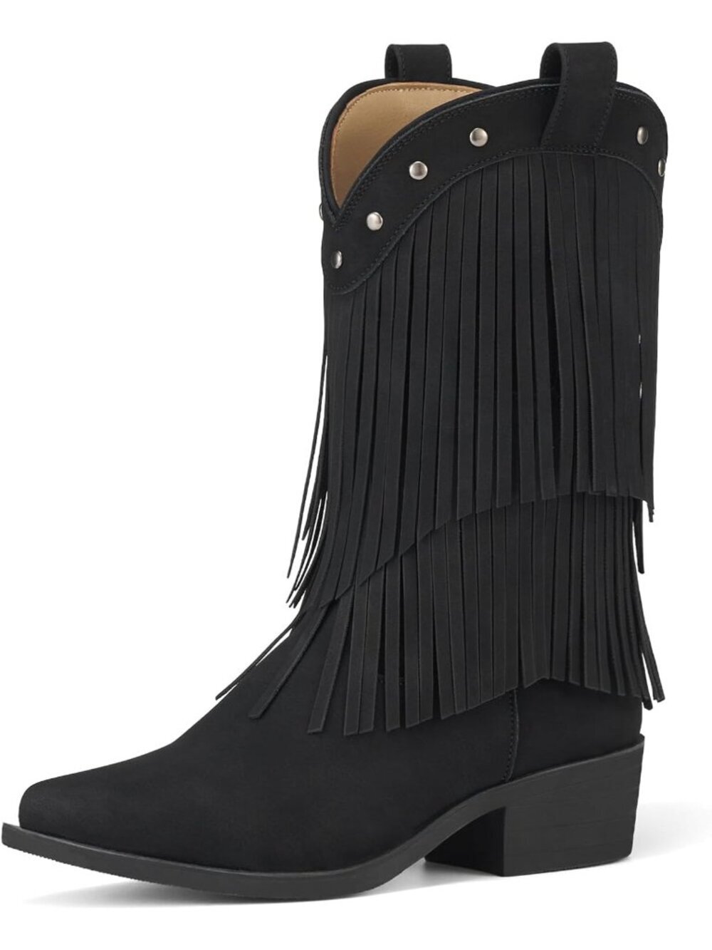 Girls Black Snip Toe Outsole Kids Western Stylish Comfortable All Seasons Boots